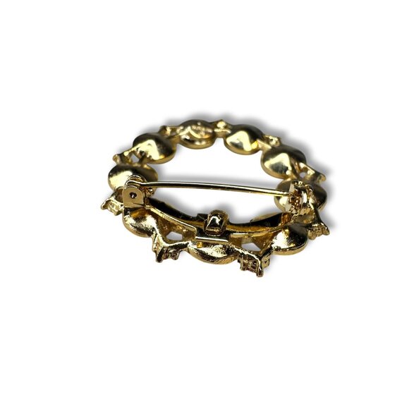 Alex & Ani Colorful Gold-Tone Circle Rhinestone Brooch Signed Uranium Glass Glow - Picture 9 of 13